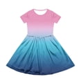thumbnail image 3 of CCRFTGI Dresses for Kids Girls 7-8 Casual Short Sleeve 2026 Summer A Line Skater Dress Cute Gradient Dresses Holiday Girls Fashion Sky Blue 5-6 Years, 3 of 5