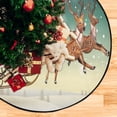 thumbnail image 4 of Coolnut Santa Claus Reindeer Christmas Tree Mats Waterproof Tree Skirt, Christmas New Year Xmas Tree Stand Tray Mat Floor Protector Pad for Holiday Party Decoration, 28.3", 4 of 5
