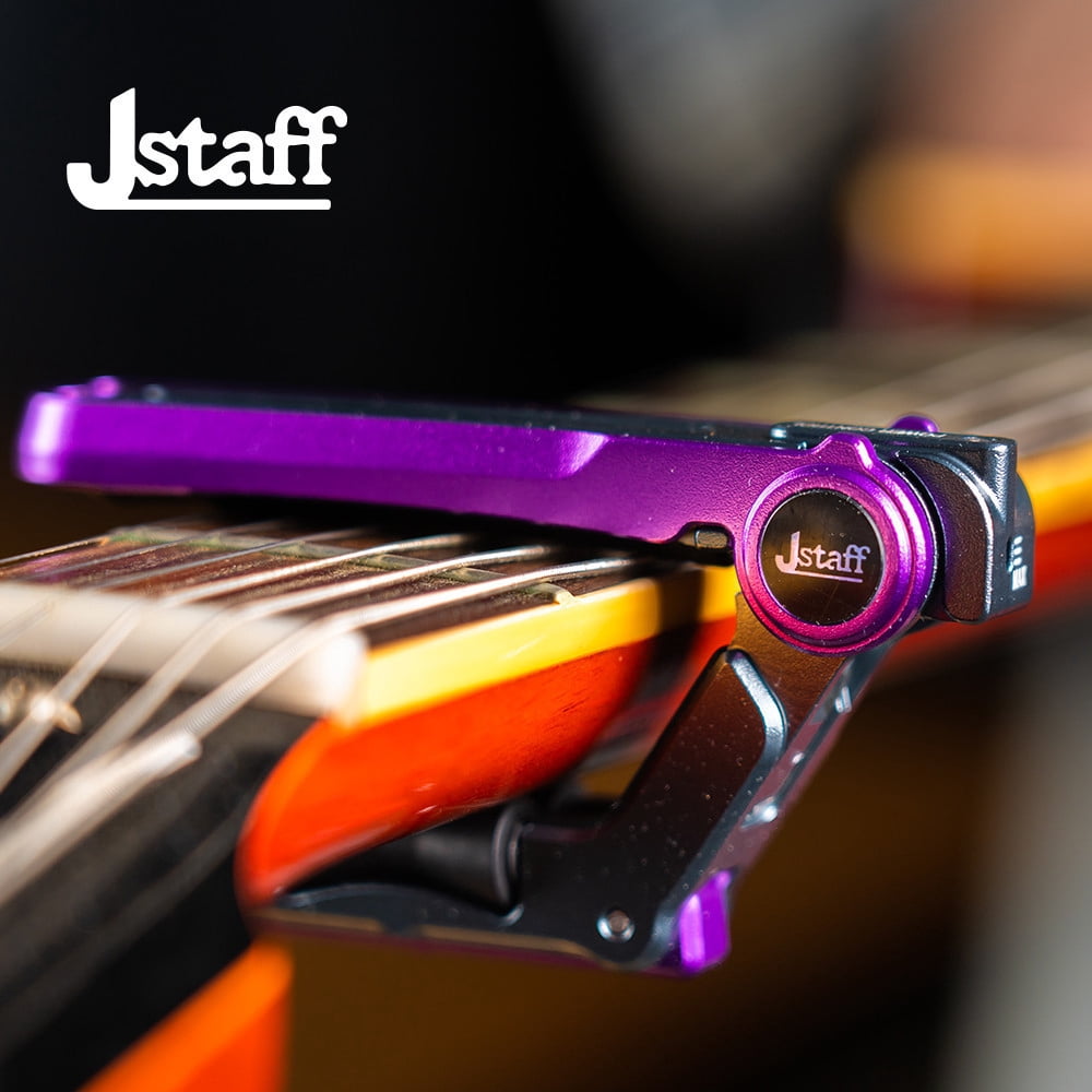 JStaff S1 Gliding Capo - Aluminum & Silicone Roller Capo for Acoustic Guitars Yellow