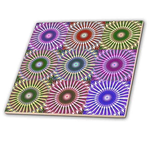 3dRose, Colorful Medallions Abstract by Angelandspot, 12 Inch Ceramic Tile