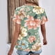 thumbnail image 4 of Fiudx Ofertas Flash Artículos En Oferta Top de Manga Corta Plisado con Cuello En V y Estampado Floral Informal de Moda para Mujer, 4 of 6