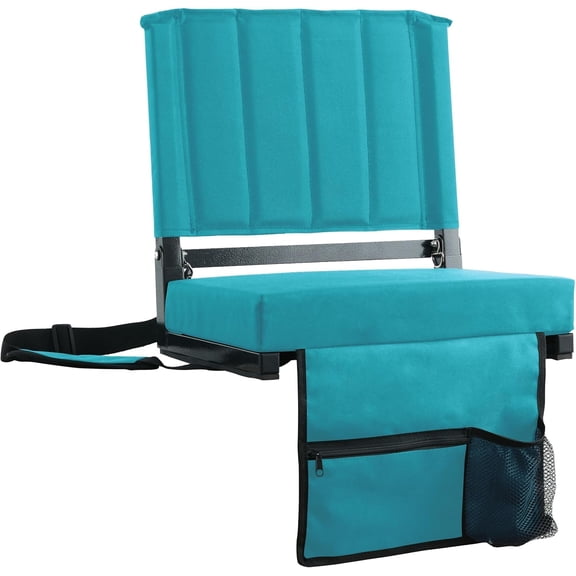 Stadium Seats with Back Support for Bleachers | 2.8" Thick Padded Bleacher Chairs, Folding Portable Stadium Seat with Anti-Tip Hooks, Back Support & Shoulder Strap