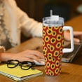 thumbnail image 6 of Picia Sunflowers On Red Pattern 40oz Ice Bully Insulated Tumbler with Handle, Double-Wall Stainless Steel Cup, Leak-Proof Lid and Straw, 6 of 8