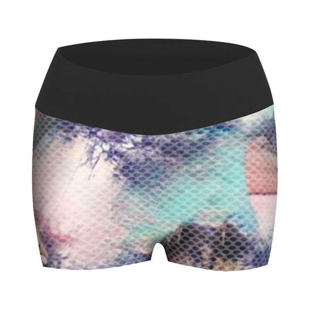 Gibobby Pantalones cortos de yoga Pantalones cortos de cintura para mujer, pantalones de Yoga con estampado de Yoga y Fitness para correr a la altura (Gris,XG)
