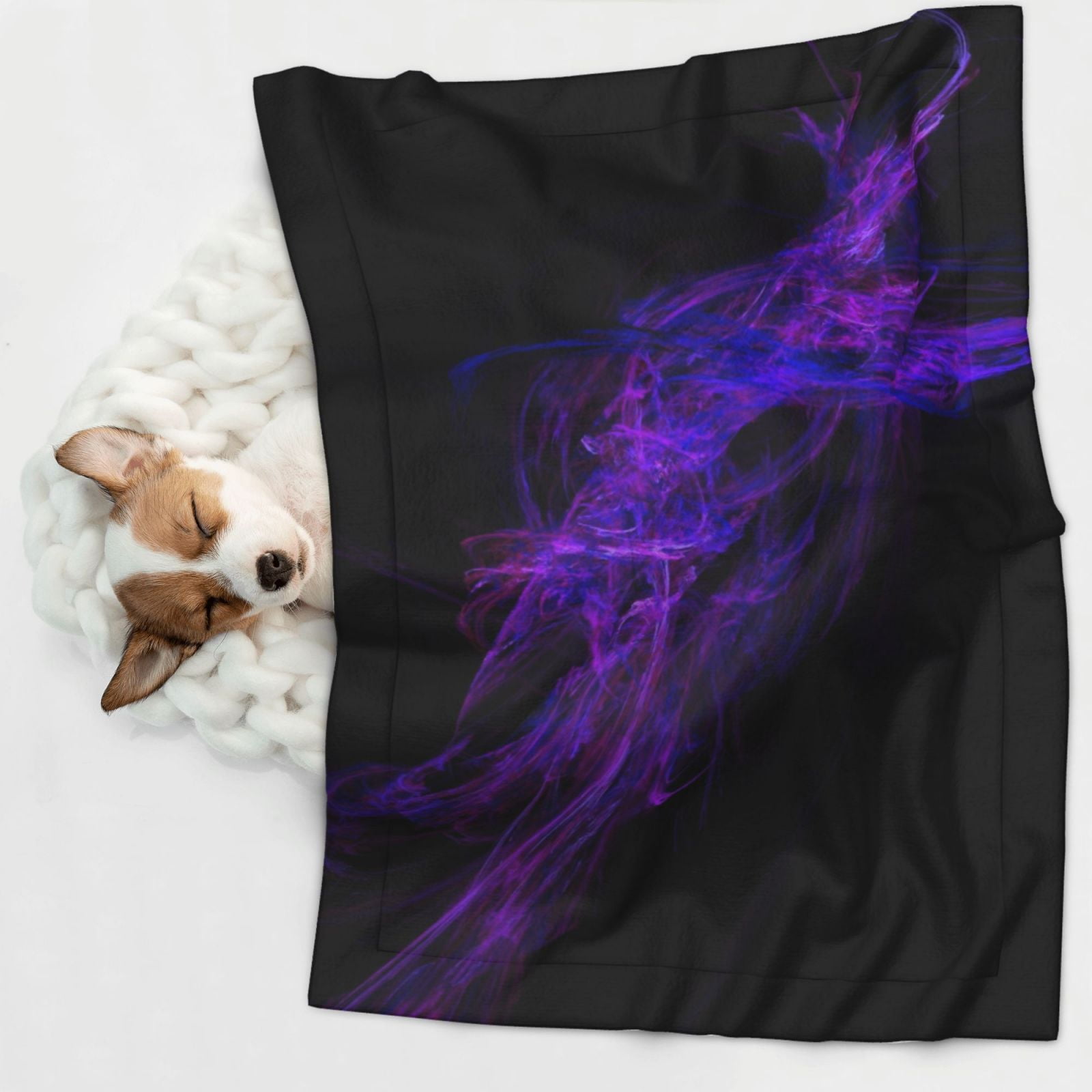 Black Purple Abstract Dog Blanket Soft Warm Flannel Cat Blanket Great Pet Throw for Cats Puppy Small Medium Large Dog