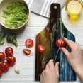 thumbnail image 3 of Nature Cutting Board, Thunderstorm Themed Rays over the Ocean Waves Wild Forces in the Air Print, Decorative Tempered Glass Cutting and Serving Board, Wine Bottle Shape, Orange and Blue, by Ambesonne, 3 of 5