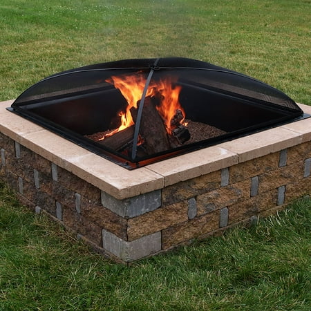 Sunnydaze Fire Pit Spark Screen Cover Outdoor Heavy Duty Square