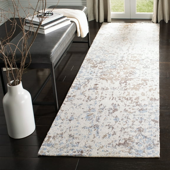 SAFAVIEH Expression Charlene Abstract Overdyed Runner Rug, Ivory/Blue, 2'6" x 8'