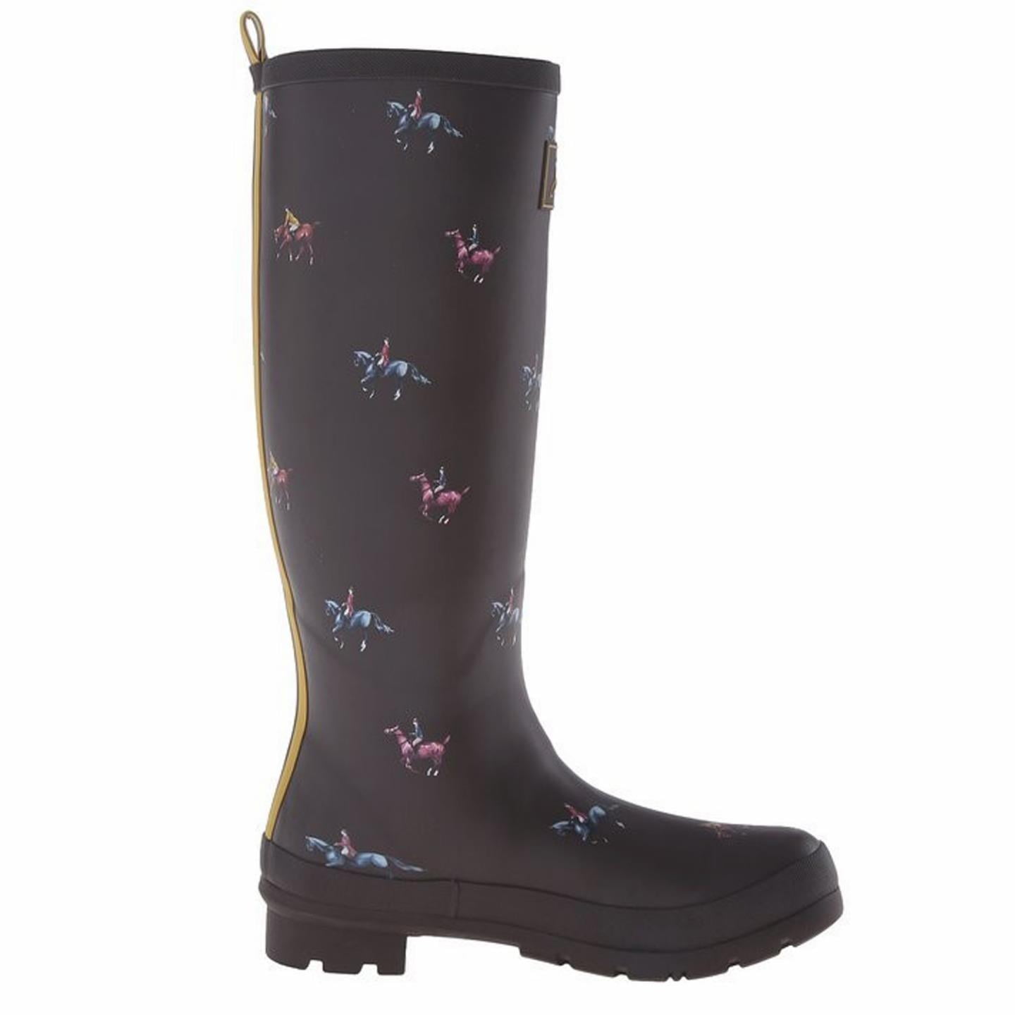 Joules Joules Welly Print Tall Rain Boots Brown Horse US Size 7