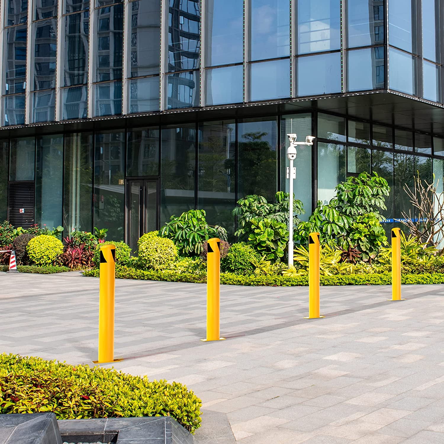 Dextrus Safety Bollard Post, 36" x 4.5" Steel Bollards, Traffic Bollard for Parking Warehouse Roadside Park Traffic Area, 1PCS