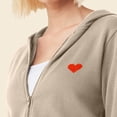 thumbnail image 5 of Dalix Pixel Heart Embroidered Fleece Cropped Zip Hoodie Cold Fall Winter Womens in Tan M Medium, 5 of 5