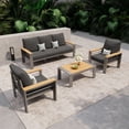 thumbnail image 3 of LazySunsets 4 Piece Aluminum Patio Furniture Set, 5-Seat Oversized Outdoor Sectional, Dark Gray, 3 of 9