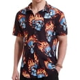 thumbnail image 6 of Men's flame stylish 3D printed graphic short sleeve shirts casual fashion print button down shirt, 6 of 13