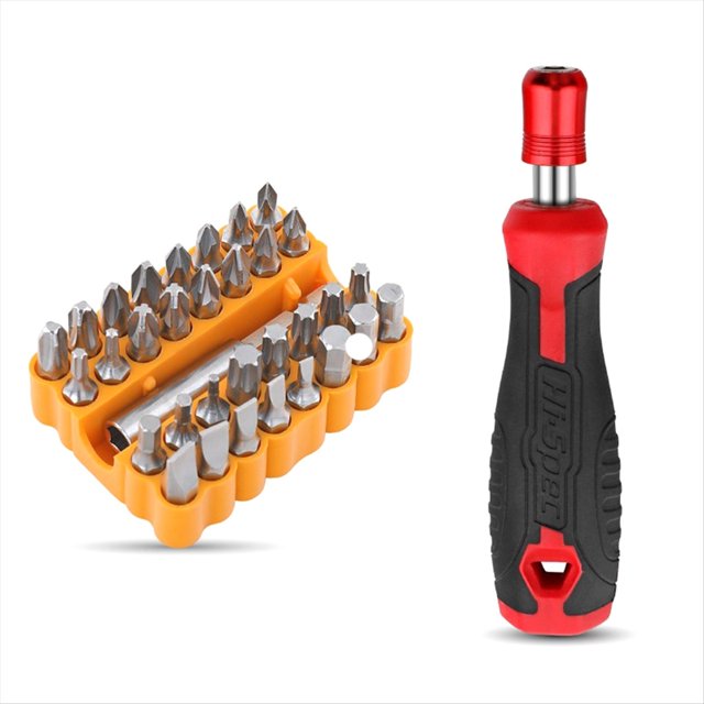 Juego de Destornilladores Multifunción con de Punta de Destornillador de 1/4 de Pulgada, Herramienta de Llave y Taladro (Rojo)