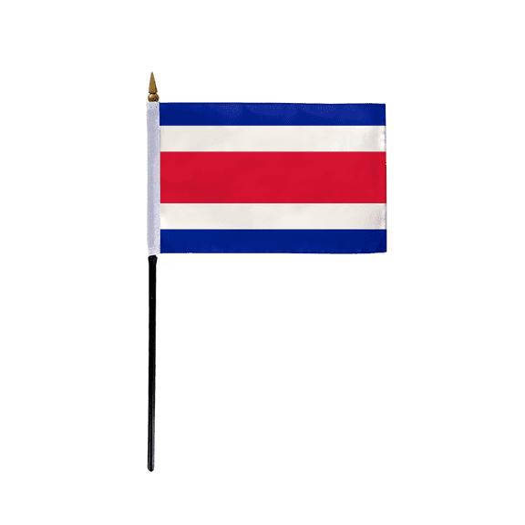 AGAS Small Costa Rica Flag 4x6 inch mounted onto 11 inch Plastic Pole Polyester Fabric Stitched Edges Costa Rica Desk Flags