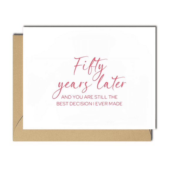 Fifty Years Later Anniversary Card – Heartfelt Message for Spouse or Partner – Includes Envelope, Blank Inside – Perfect for Celebrating Love on Milestone Anniversaries