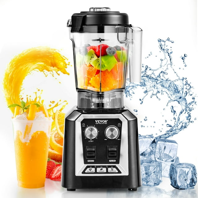 VEVOR Professional Blender, 68 oz Plastic Jar Blender Combo, PC(Polycarbonate Plastics) 3 Functions Blender, for Frozen Drinks, Shakes, Smoothies, Peree, and Crush Ice, Black