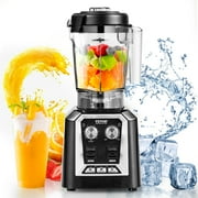 VEVOR Professional Blender, Commercial Countertop Blenders, 68 oz Glass Jar Blender Combo, Stainless Steel 3 Functions Blender, for Frozen Drinks, Shakes, Smoothies, Peree, and Crush Ice, Black