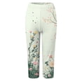 thumbnail image 6 of vigerkar Capri Pants for Women Vintage Boho Floral Printed Yoga Leggings Casual Summer High Waisted Knee Length Pants (Light Green, S), 6 of 6