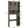 thumbnail image 4 of Vabches Over The Toilet Storage Cabinet,Freestanding Bathroom Toilet Rack with Glass Doors and Adjustable Shelves for Restroom, Bathroom, Laundry,Gray, 4 of 6
