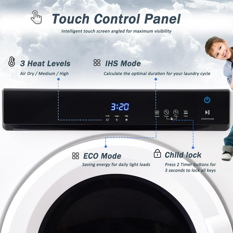 Electric Portable Clothes Dryer, Front Load Laundry Dryer For