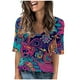 thumbnail image 2 of Fiudx Tops para Mujer Camiseta de Manga Corta con Cuello En V Estampada Informal a La Moda para Mujer, 2 of 4