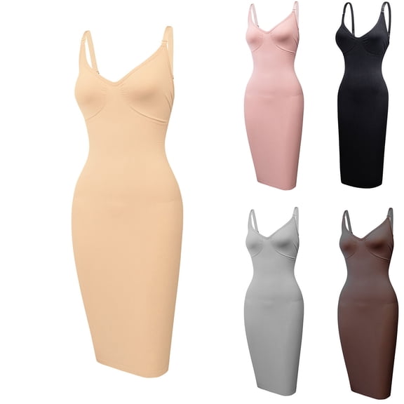 Bodysuit Seamless Under Dresses Fashion Women's Round-Neck Sleeveless Tunic Solid Comfy Shaping Clothes Brown Xxxl