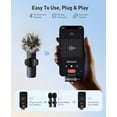thumbnail image 2 of K15 Wireless Lavalier Microphone System: 3-in-1 Plug-and-Play Design with 3.5mm, Android & iOS Ports, Configuration, Real-Time Monitoring, Intelligent Noise Reduction, HD Audio Capture for Phones,, 2 of 6