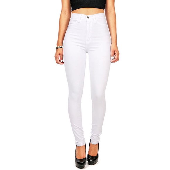 Vibrant Women’s Denim Skinny Jeans – Super Stretch High Waisted Classic Casual Slim Fit Pants P1113 White 15