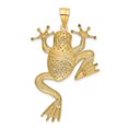 thumbnail image 4 of Diamond2Deal 14k Yellow Gold and Rhodium Diamond-Cut Frog Pendant for Women (L- 1.93 inch, W- 1.26 inch), 4 of 6