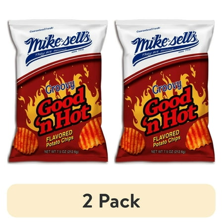 (2 pack) Mikesell's Good N' Hot Potato Chips, 7.5oz