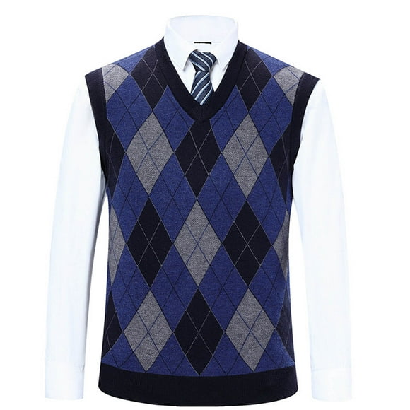 DPTALR Men Casual Sweater Vest Uniform Pullover Cotton Knit V-Neck Vest Tops Blouse