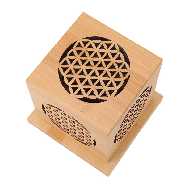 Caja De Incienso De Madera, Soporte De Incienso De Bambú, Bandeja De Cristal Geométrica Con Diseño Hueco Para Meditación, Decoración De Yoga, Purificación Del Hogar