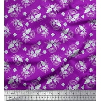 Soimoi Purple Cotton Duck Fabric Leaves & Jasmine Floral Printed Fabric 1 Yard 42 Inch Wide