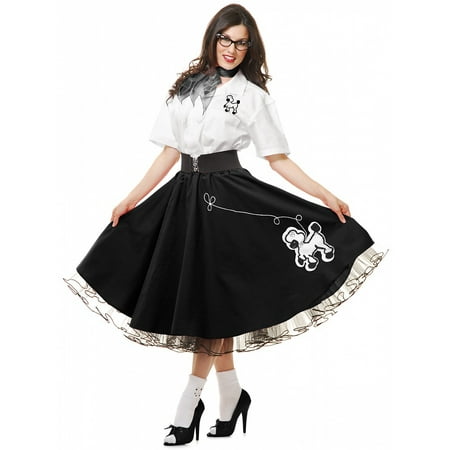 Complete 50's Poodle Outfit Adult Costume Black - Large