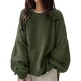 thumbnail image 2 of Women'S Long Sleeve Crewneck Jumper with Side Slit, Casual Soft Ribbed Knit Fall Winter Pullover Sweater, 2 of 8