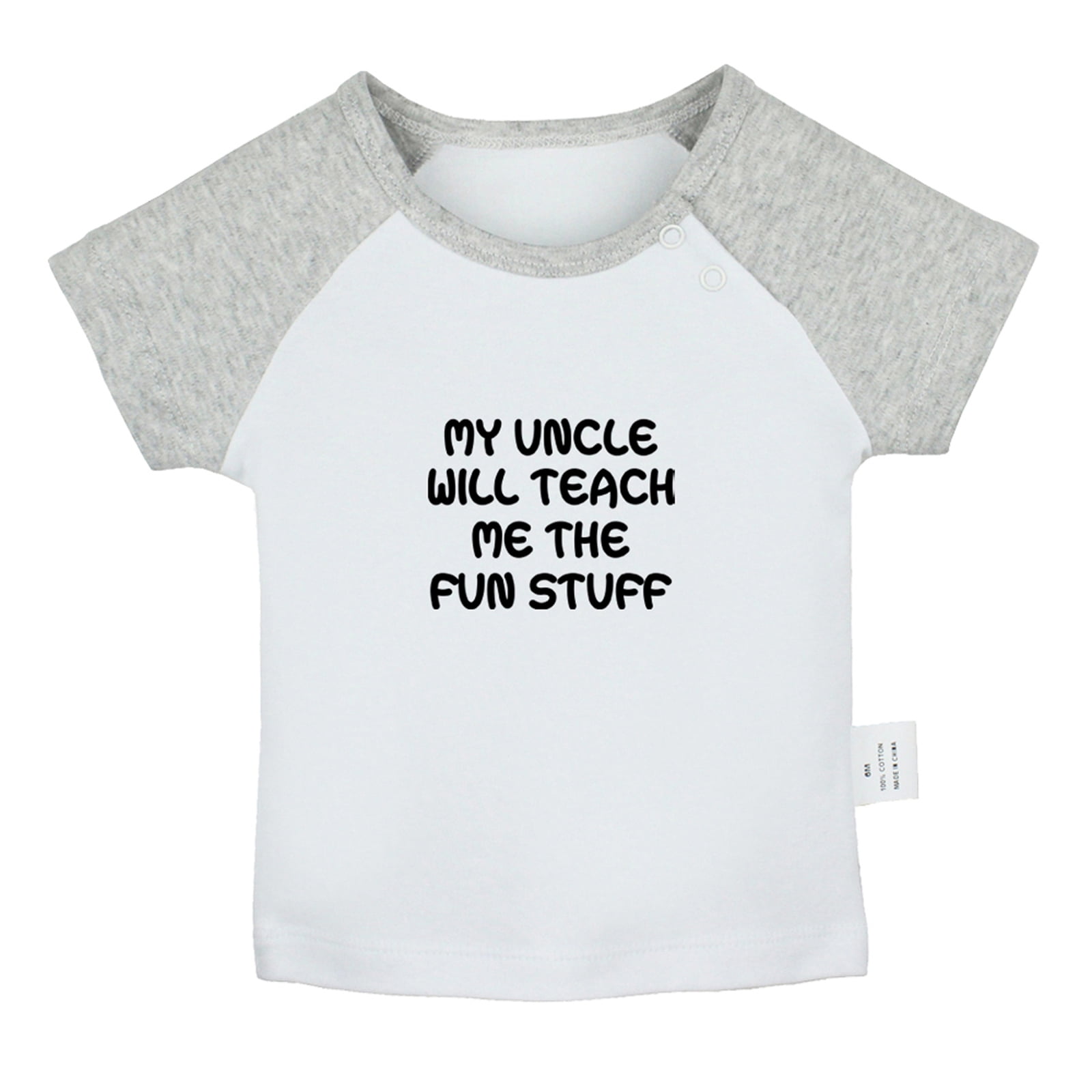 Svane Merchandising Begrænset My Uncle Will Teach Me The Fun Stuff Funny T shirt For Baby, Newborn Babies  T-shirts, Infant Tops, 0-24M Kids Graphic Tees Clothing (Short Gray Raglan  T-shirt, 18-24 Months) - Walmart.com