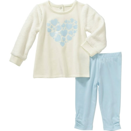 Newborn Baby Girl Heart Fleece Tunic with Legging Set