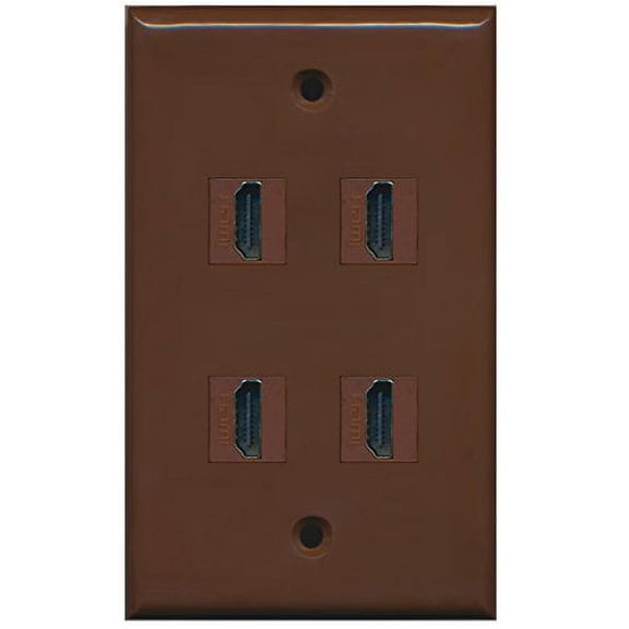RiteAV - 4 Port HDMI Wall Plate - Brown