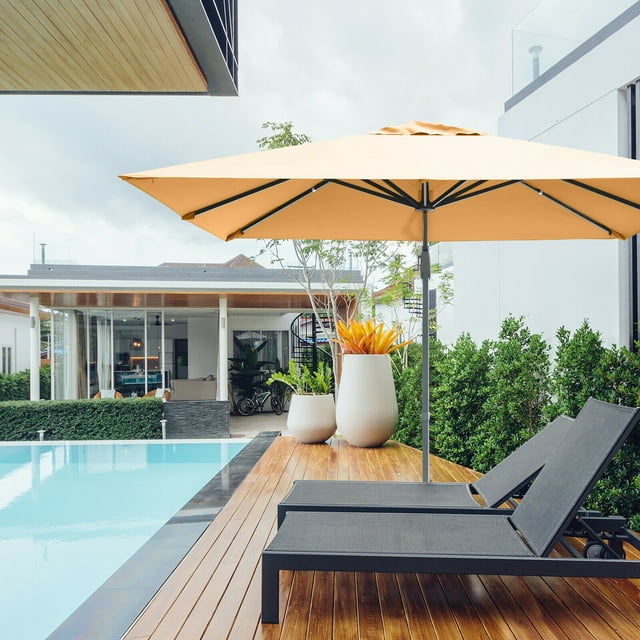 Gymax 10FT Square Offset Patio Umbrella Outdoor Aluminum Cantilever Umbrella Beige