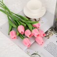 thumbnail image 2 of Tulipanes rosados artificiales de tacto real, 24 piezas, para decoración del hogar, ramo de boda, fiesta, baby shower, centros de mesa, decoración de ramo de novia (rosa),24pcs-azul marino, 2 of 7