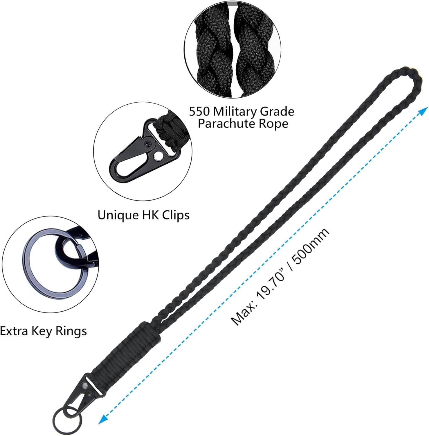 Heavy Duty Paracord Lanyard , Paracord Necklace Cell Phone  Whistles Wrist Braided Strap