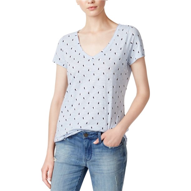 maison Jules Camiseta básica de algodón para mujer, azul, XX-Small