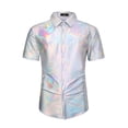 thumbnail image 5 of Lars Amadeus Holographic Shirts for Men's Crew Neck Short Sleeves Metallic Tops, 5 of 5
