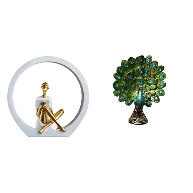 Figura De Niña Elegante, Estatua De Pavo Real, Escultura De Animal Para Mujer, Centro De Mesa, Dormitorio, Regalo Para Lectores, Estantería, Colección Abstracta De Granja, Adorno Versátil.