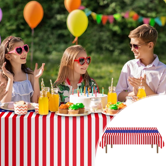 Tablecloth Flag Patriotic Table Cloth Disposable Plastic Table Cover Memorial Independence Day Decorations Holiday Party