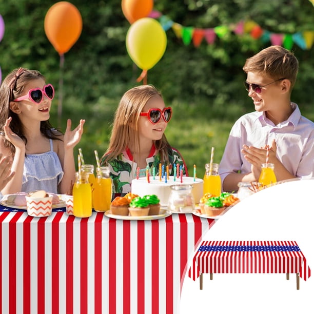 Tablecloth Flag Patriotic Table Cover Disposable Plastic Memorial Independence Day Decorations Holiday Party, Plastic Table Cover, Flag Design, 36x24 Inches, Waterproof, Easy Cleanup,