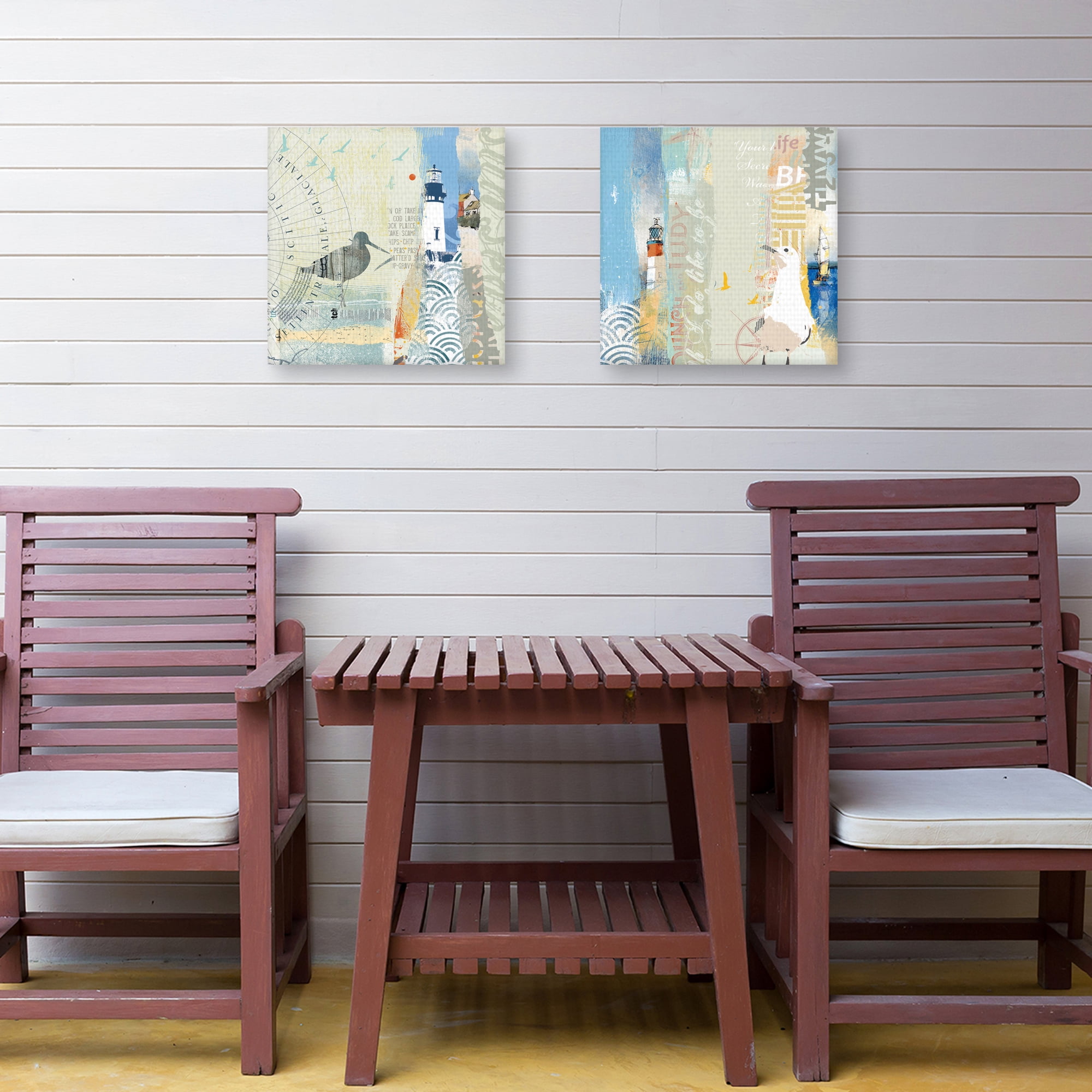 Coastal Collage Light & Watchy by Ken Hurd Set of 2 Canvas Art Prints