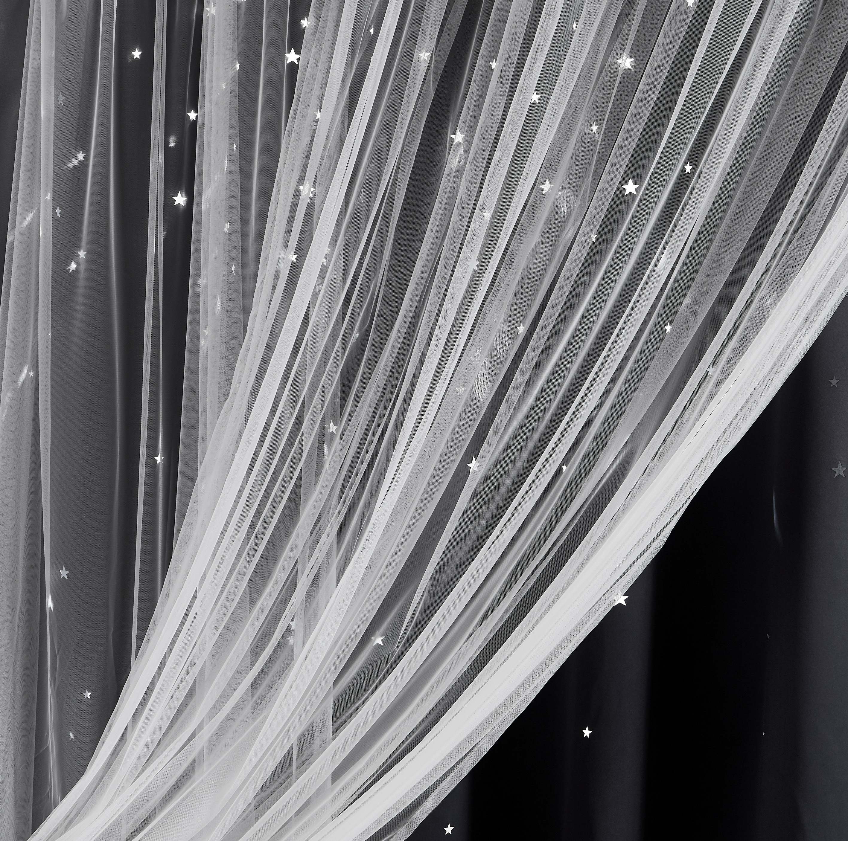 Star Cut-out Blackout Window Panel Pair Charcoal 50x84X2