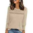 thumbnail image 2 of Womens Sweater Womens Lace Long Sleeve Shirt Fall Top Fashion Dreesy Casual Tunic Sweaters Mesh Clothes Trendy Work Cute Outfits, 2 of 5